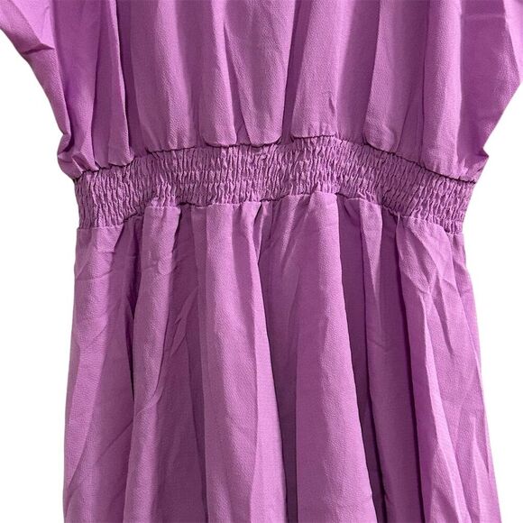 AGQT Women's Medium Purple Tie Front Romper Short Sleeve Casual - Picture 10 of 14